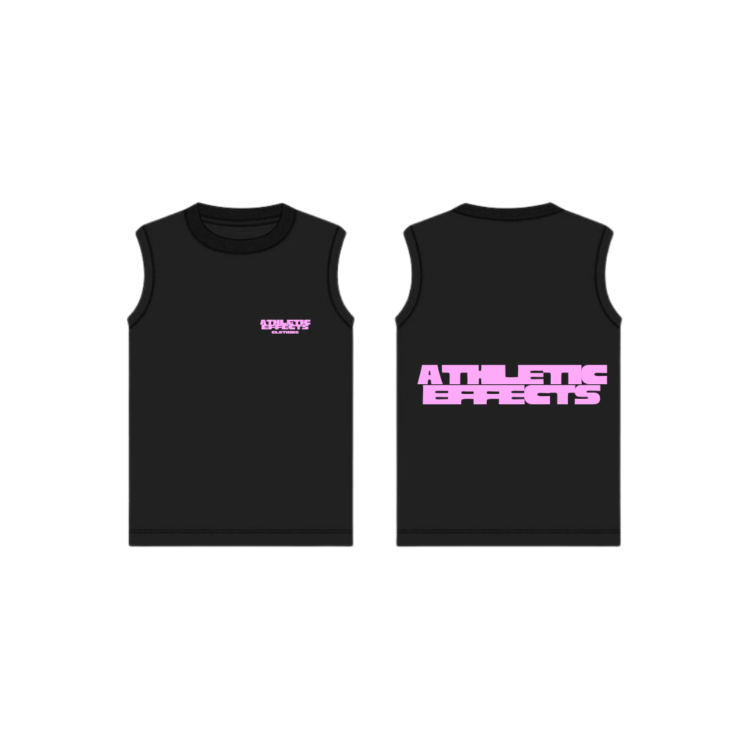 Black sleeveless shirt with pink logo