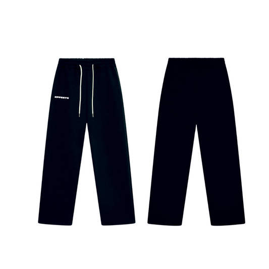 Black pants with a brand logo 