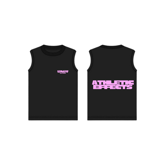 Black sleeveless shirt with pink logo